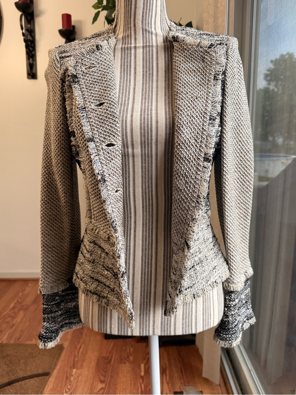 St. John Tweed-Inspired Fringe-Trim Knit Blazer - Picture 8 of 13